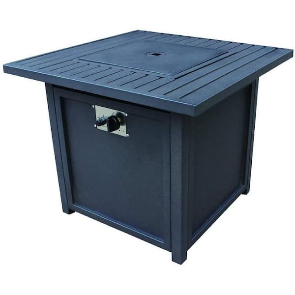 Trustmade 30 in. Brown Square Steel Gas Metal Outdoor Fire Pit Table with Burner Cover