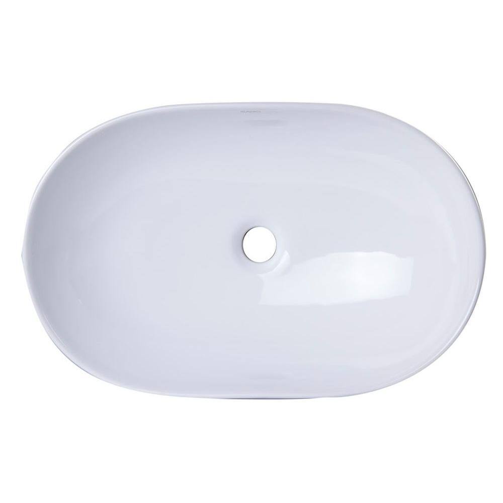 EAGO 23-Inch White Ceramic Oval Above-Counter Bathroom Sink