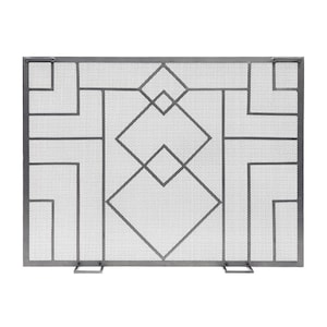 44 in. L Graphite 1-Panel Wright Design Fireplace Screen