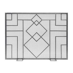 44 in. L Graphite 1-Panel Wright Design Fireplace Screen