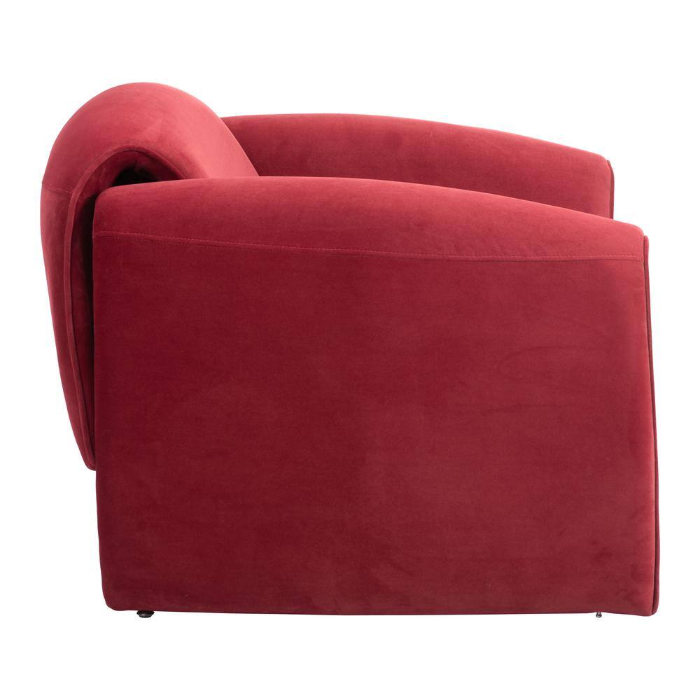 Horten Red Velvet Modern Accent Chair with Metal Frame