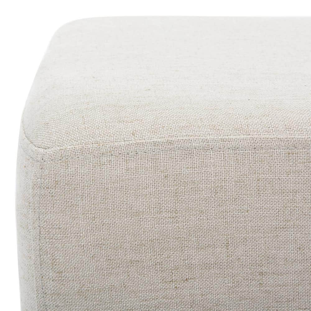 Elsie Transitional Light Grey Linen and Black Wood Bench