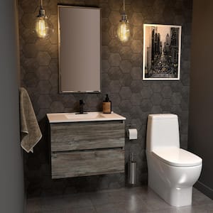 Sidemere 30 in. W x 18 in. D Vanity in Driftwood Gray with Porcelain Vanity Top in Solid White with White Basin