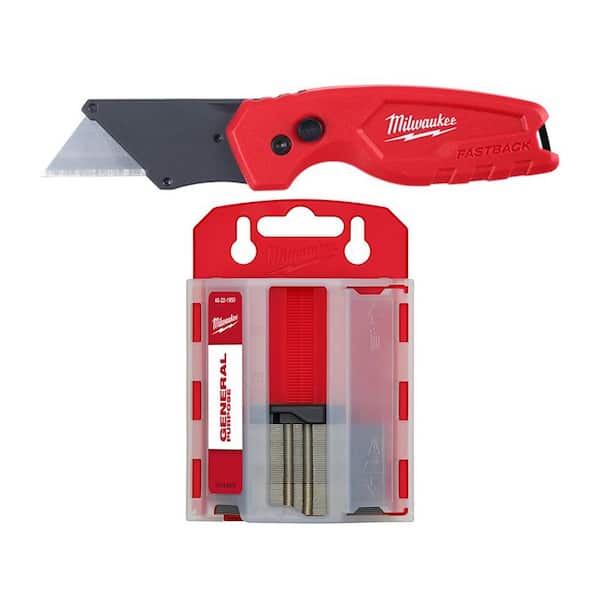 Milwaukee FASTBACK Compact Folding Utility Knife with 50-Pack Utility Blades