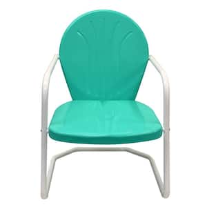 Teal Retro Metal Outdoor Lounge Chair