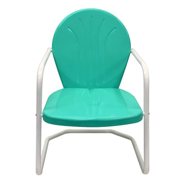 Leigh Country Teal Retro Metal Outdoor Lounge Chair
