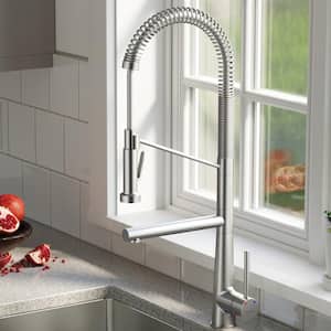 Tumba Single Handle Pull-Down Sprayer Kitchen Faucet in Stainless Steel