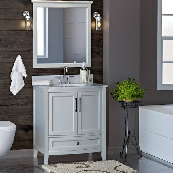 Runfine Harper 30 in. W x 22 in. D x 34 in. H Bath Vanity in white with ...