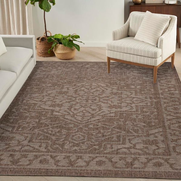 Tulum Brown 9 ft. x 12 ft. Center Medallion Contemporary Area Rug