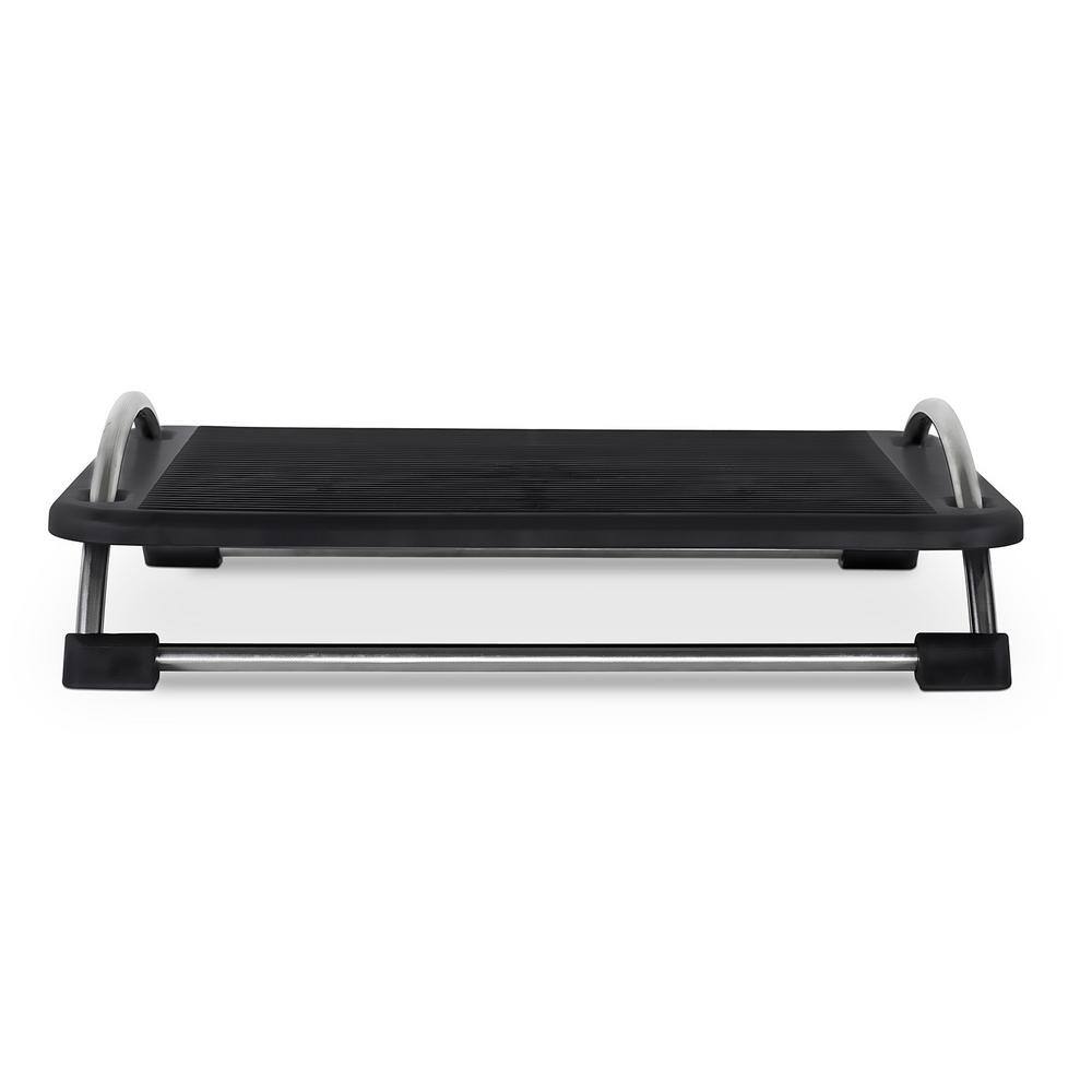 Black Adjustable Ergonomic Under-Desk Footrest with Chrome Frame