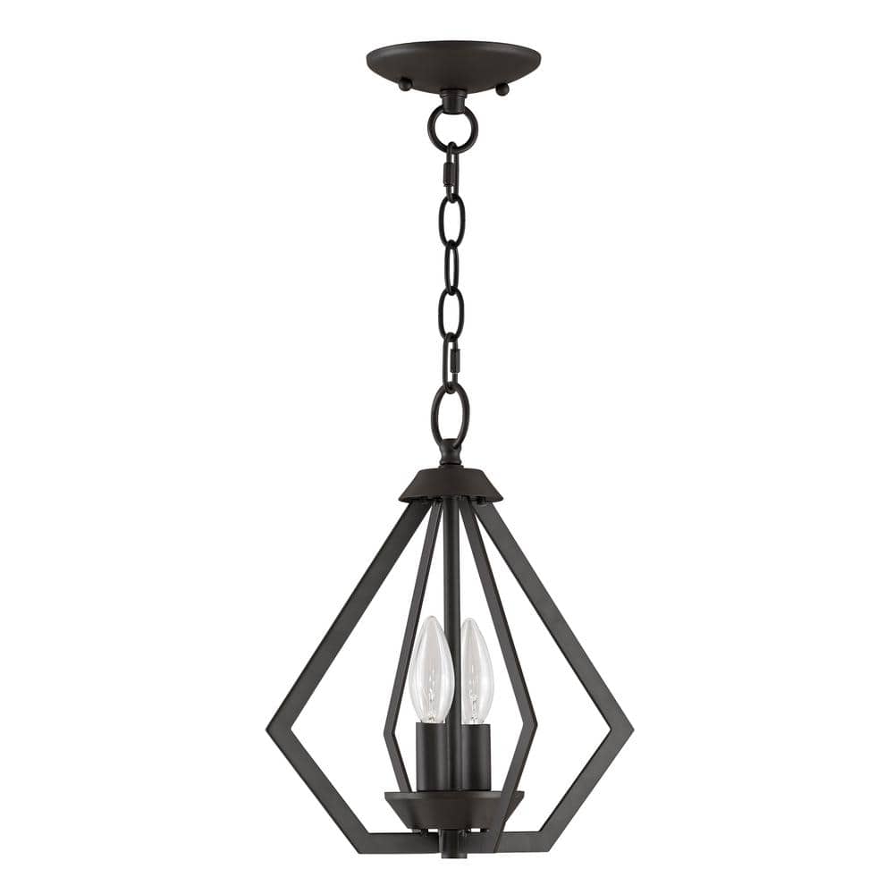 Bronze Mini 2-Light Industrial Candle Chandelier