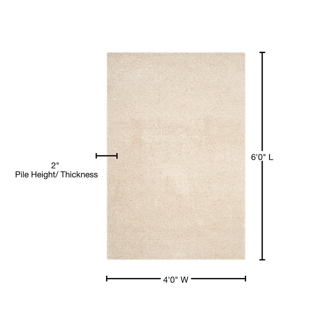 Cozy Laguna Beige 4' x 6' Plush Shag Area Rug
