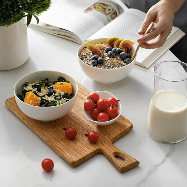 Anqtovp 22 oz White Ceramic Bowls Kitchen Bowl (Set of 4