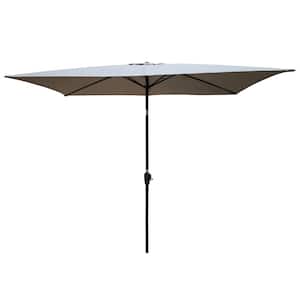 6 ft. x 9 ft. Outdoor Market Umbrella Waterproof Patio Umbrella with Crank and Push Button Tilt in Medium Gray