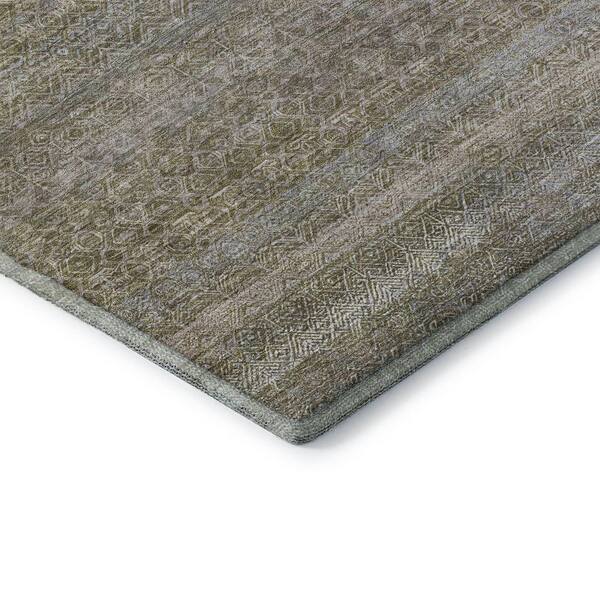 Mayfield Premium Machine Washable Abstract AMF2105 Khaki 2 ft. x 7 ft. Runner Rug