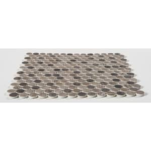 Pixie Moka Brown/Tan 12 1/8 in. x 12 1/8 in. Penny Round Smooth Glass Mosaic Tile (5.1 sq. ft./Case)