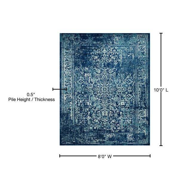 Ivory Navy SAFAVIEH Evoke Collection EVK256A Oriental Distressed Non-Shedding Living Room Bedroom Accent Rug 2'2 x 4' 