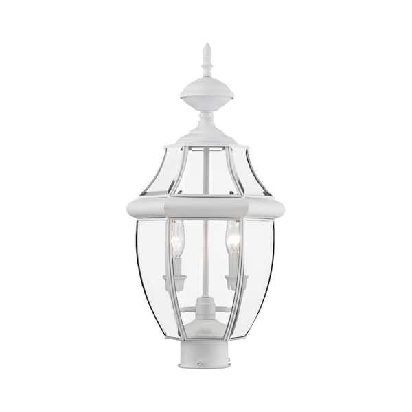 AVIANCE LIGHTING Aston 21 in. 2-Light White Cast Brass Hardwired Outdoor Rust Resistant Post Light with No Bulbs Included