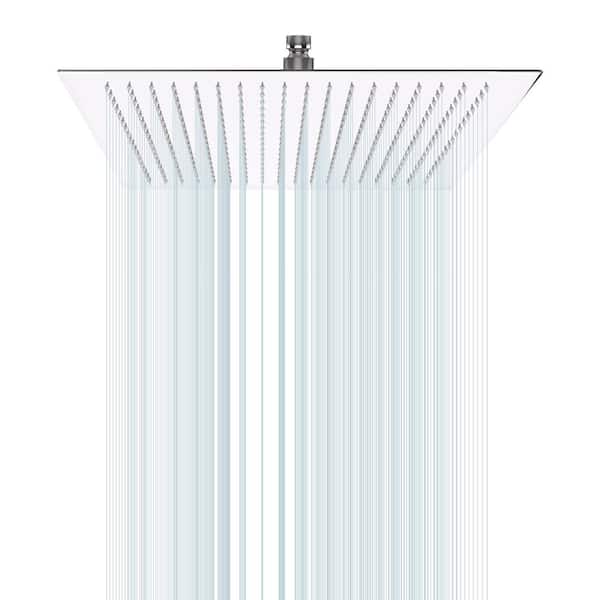 YONKI SUNSHIN INC 2-Spray Patterns with 2.5 GPM 16 in. Wall Mount Rain Fixed Shower Head in Chrome