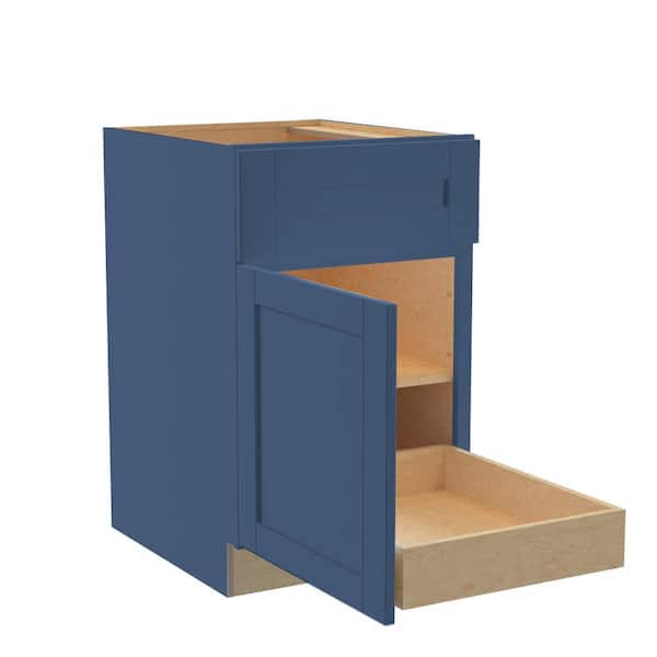 Home Decorators Collection Washington Vessel Blue Plywood Shaker Assembled Base Kitchen Cabinet FH 1 ROT Sft Cls Left 21 in W x 24 in D x 34.5 in H