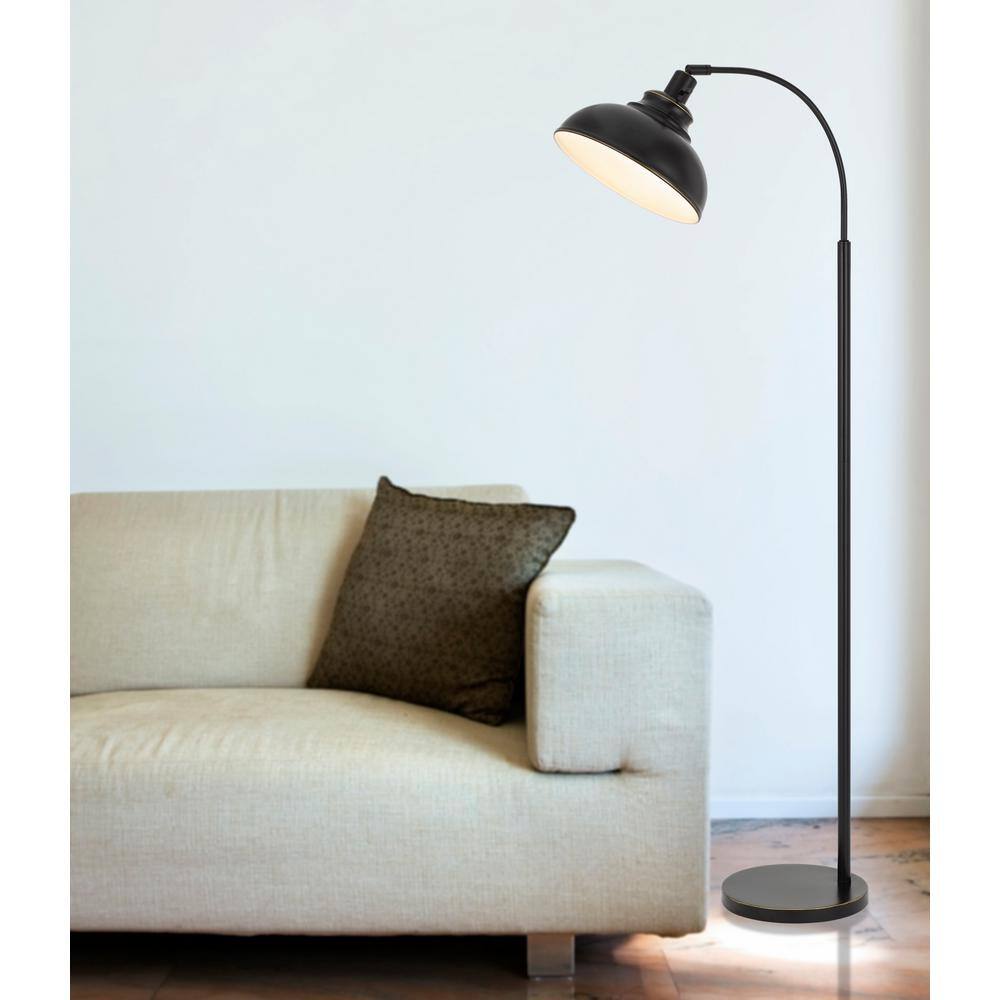 Dark Bronze Adjustable Arc Metal Floor Lamp with Dome Shade