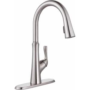 Creswell Single-Handle Pull-Down Sprayer Kitchen Faucet with Concealed Sprayer in Brushed Nickel