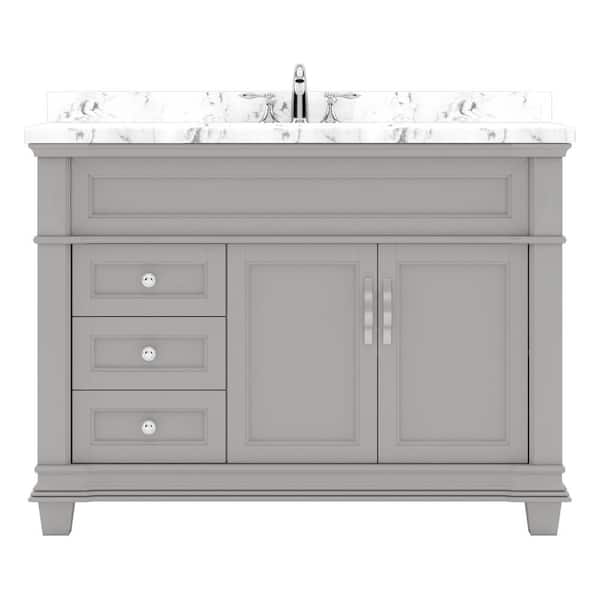 Virtu USA Victoria 48 in. W x 22 in. D x 36 in. H Single Sink Bath Vanity in Gray with Quartz Top