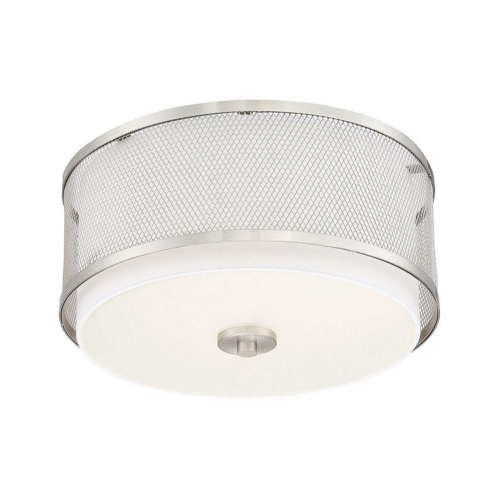Brushed Nickel 3-Light Drum Flush Mount with White Fabric Shade