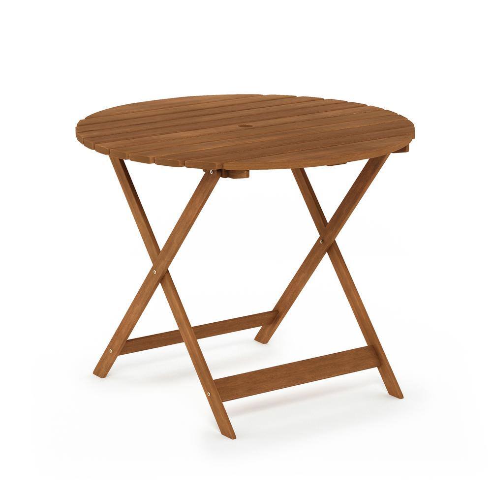 Tioman Natural Hardwood Round Folding Outdoor Dining Table