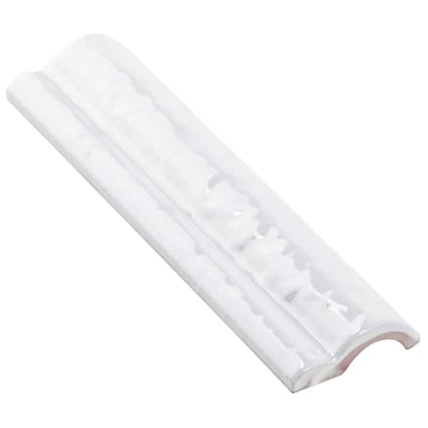 Angela Harris White 2 in. x 8 in. Polished Ceramic Wall Chair Rail Tile