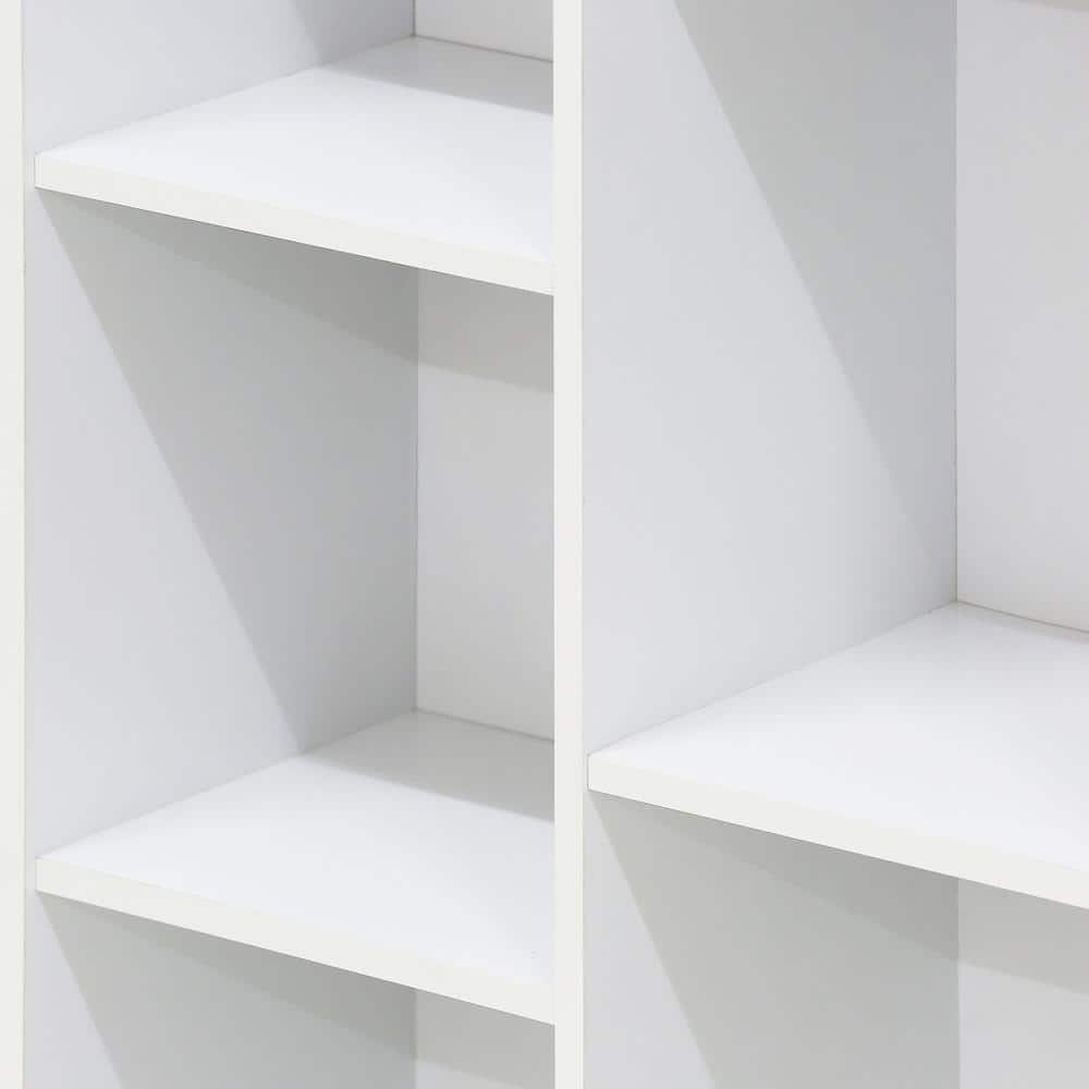 Contemporary White Wood 7-Cube Floor Mount Storage Shelf for Kids
