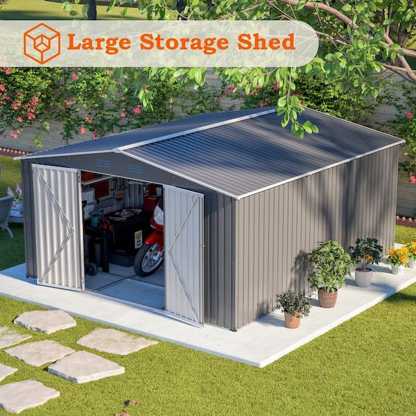 Hohuqeri 12 ft. W x 14 ft. D Outdoor Metal Tool Storage Shed