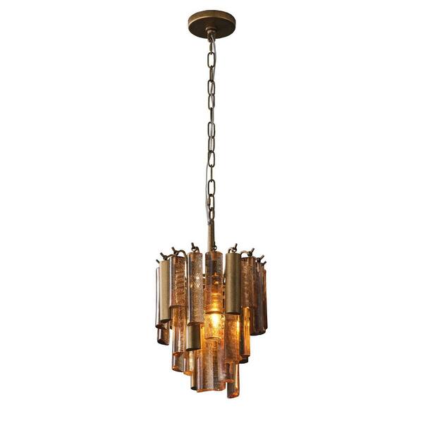 YUYI Vintage Chandelier 10 in. 1-Light Copper-Finish Crystal
