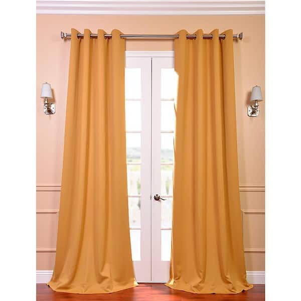 Exclusive Fabrics & Furnishings Marigold Grommet Curtain Room Darkening Shades- 50 in. W X 84 in. L  Single Panel Curtains and Drapes