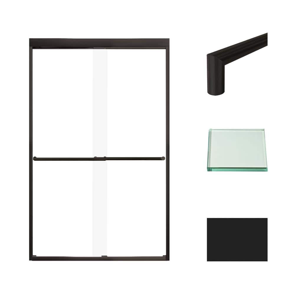 Frederick 47 in. W x 76 in. H Sliding Semi-Frameless Shower Door in Matte Black with Clear Glass price history on PriceWatchPro
