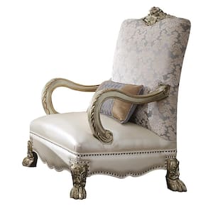 Dresden II Pearl and Gold Patina Fabric Wood Frame Bergere Chair