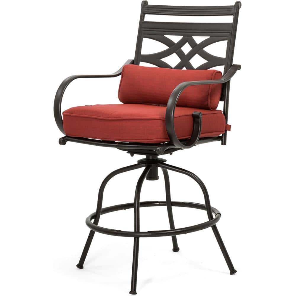 Montclair 5-Piece Steel Outdoor Dining Set with Chili Red Cushions