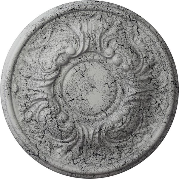 Ekena Millwork 1-1/4 in. x 11-3/4 in. x 11-3/4 in. Polyurethane Wakefield Ceiling Medallion, Ultra Pure White Crackle