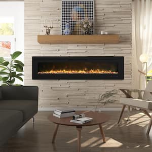 Flame 72 in. Wall-Mounted Thermostat Electric Fireplace with Timer Control