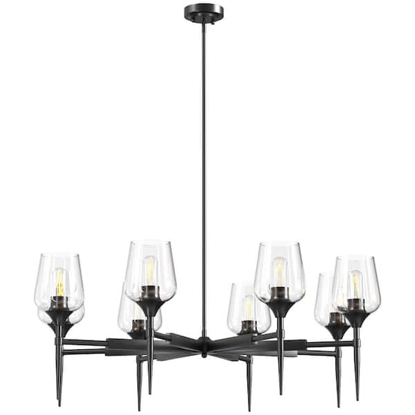 Merra 8 - Light Black Dimmable Classic Traditional Chandelier for Dining Room with No Bulbs Included