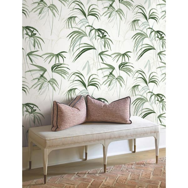 Inky Palms Green Peel and Stick Wallpaper