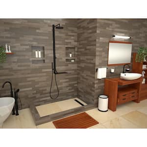 Redi Trench 48 in. L x 30 in. W Corner Double Threshold Shower Pan Base with Right Drain in Matte Black Trench Grate
