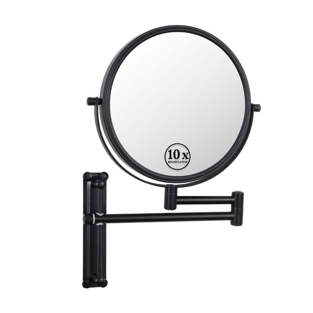 8.7 in. W x 13 in. H Round Magnifying Telescopic Wall Mounted Bathroom Make
