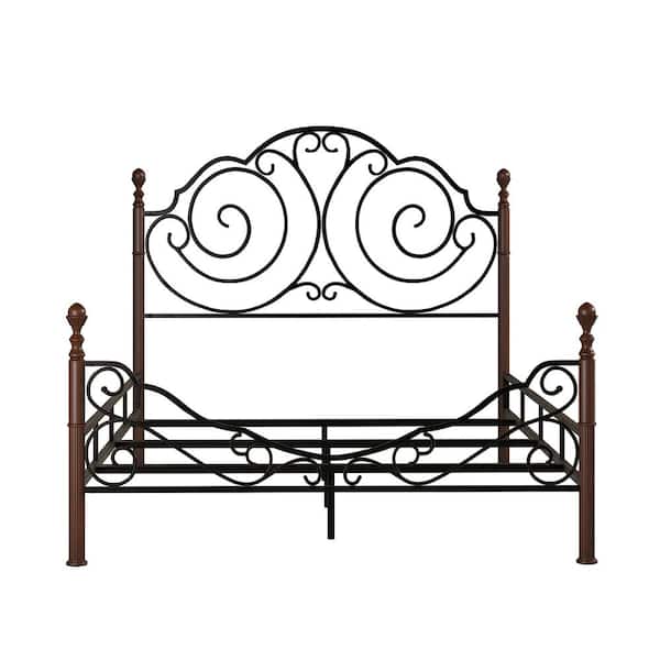 Leann graceful scroll bronze iron bed discount