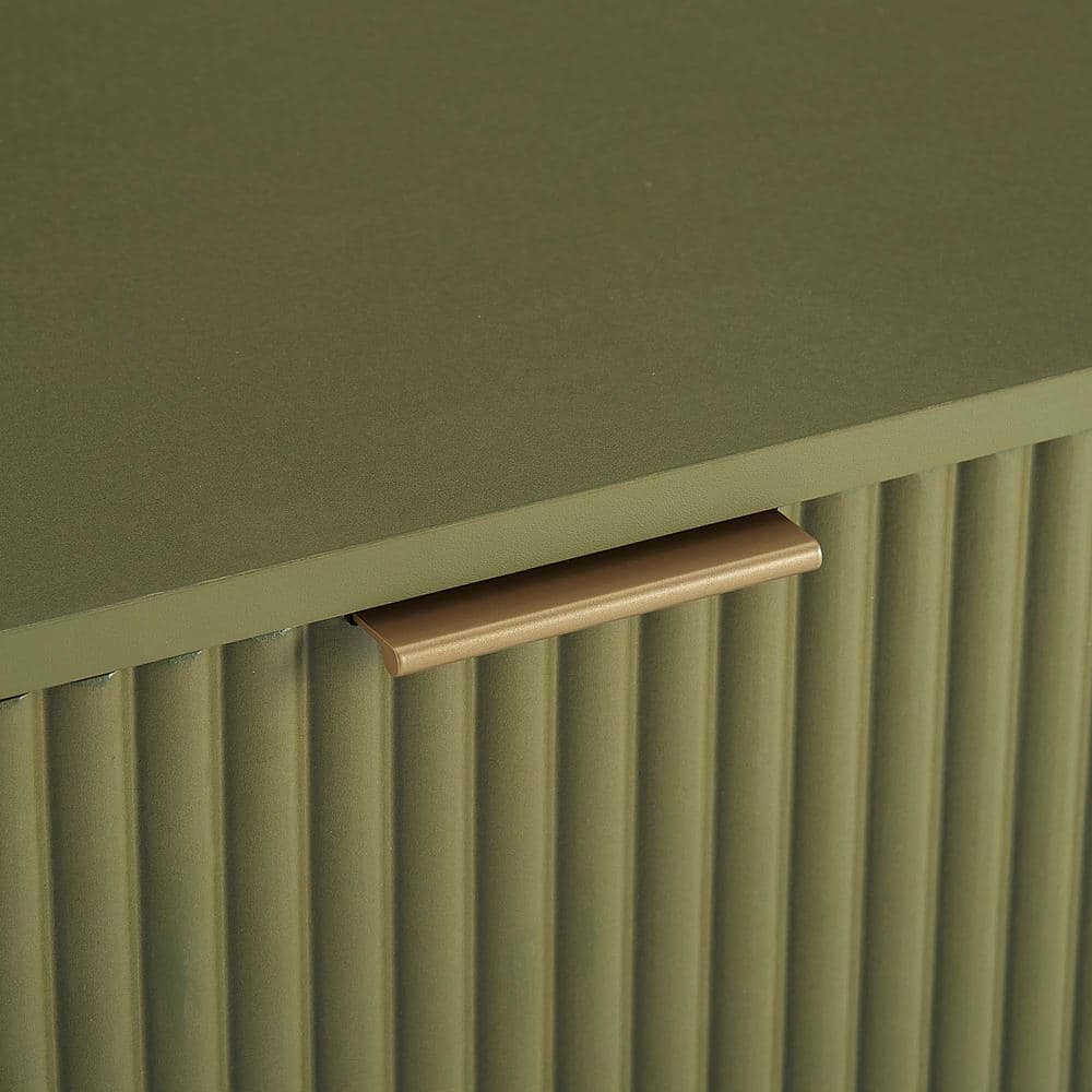 Olive Green 3-Drawer Chest with Gold Hairpin Legs