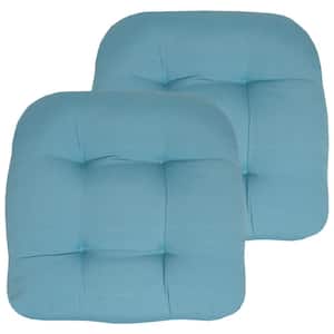 19 in. x 19 in. x 5 in. Solid Tufted Indoor/Outdoor Chair Cushion U-Shaped in Teal (2-Pack)