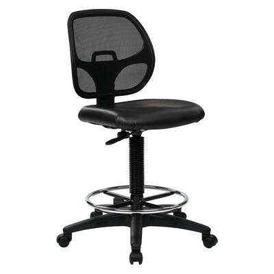 DC Series 26 in. Width Big and Tall Black Fabric Drafting Chair with Swivel Seat