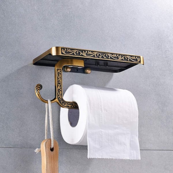 Gold Bathroom Accessory Sets Towel Paper Holder Hanger Space Aluminium 