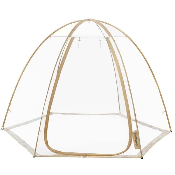 EighteenTek 10 ft. x 10 ft. Beige Instant Pop Up Bubble Tent Screen House, Weatherproof Cold Protection 360 View Camping Tent