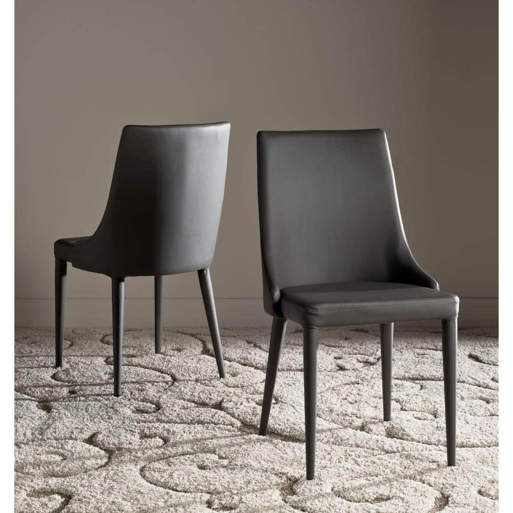 Summerset Gray PU Leather Upholstered Side Chairs with Metal Frame, Set of 2